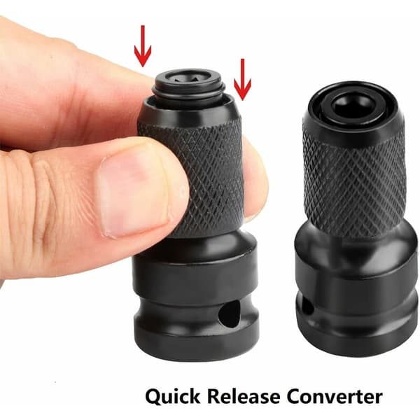 Impact Socket Skruetrækker Bit, Socket Adaptere 1/2\" Firkant til 1/4\" Hexagonal, til Slag Ratchet Nøgle og Skruetrækker Bit Holder Socket - 2 Stykker