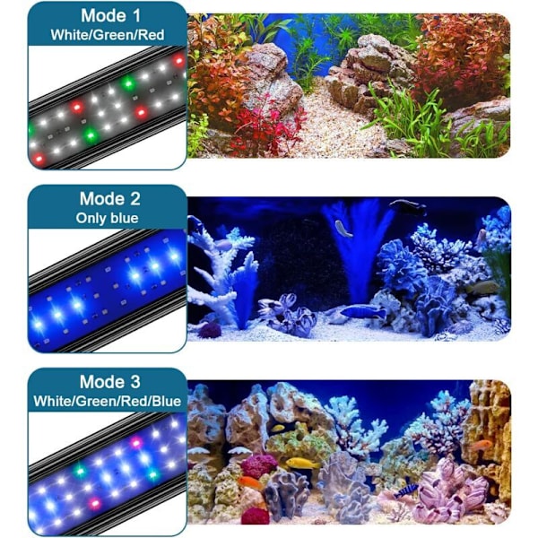 LED Akvarielampe, Belysning til Akvarielampe med Timer, Justerbar 3 Akvarielystilstande (45 60cm) [Energiklasse A+] RWAquarium LED-belysning og