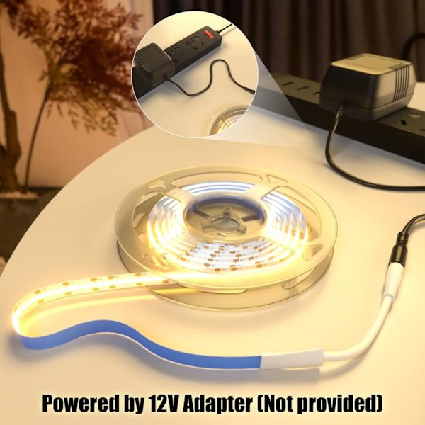 COB LED lysstribe, varm hvid LED lysstribe 12V, 5M - RWLighting og Belysning›Indendørs belysning›Særlig belysning›LED strimler