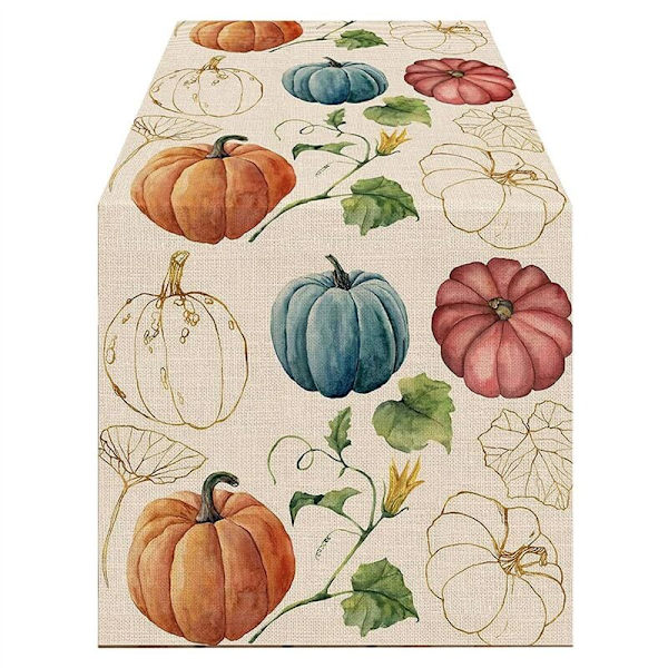 Höst Eukalyptus Blad Bords Pumpor, Höst Thanksgiving Kök Matsal Bordsdekoration för Inomhus B