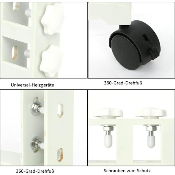 2-pack Universala Infraröda Radiatorfötter, Stödben Passar Uppvärmningspaneler, Justerbart Stöd med Hjul Passar Olika Märken