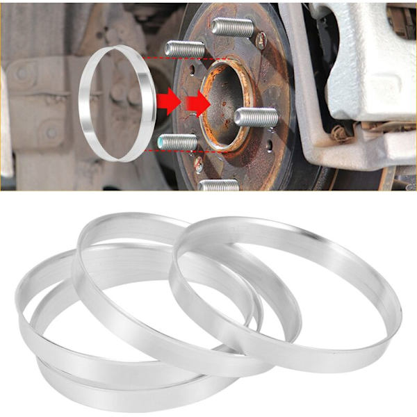 4 x Universal Aluminium Navring Hjulspacere 74.1mm O/D 72.6mm I/D