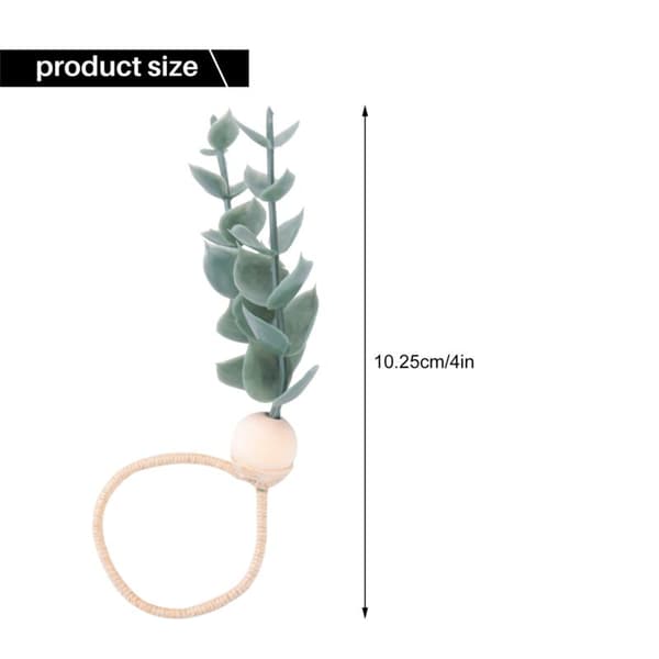 6 stk. Eucalyptus Servietringe Håndlavede Træperler Kunstig Greenery Dekoration Servietholder til Bryllupper, Fester, Os.