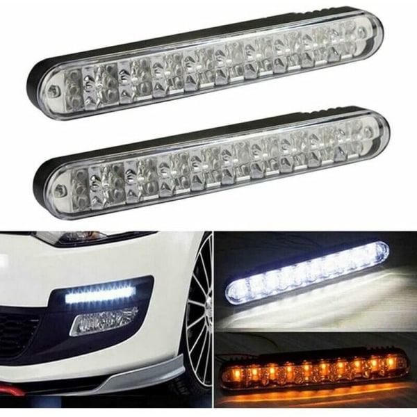 2 stycken x 30 SMD LED varselljus/autoblinkande/dagkörning DRL TFL med blinkande funktion i gul färg