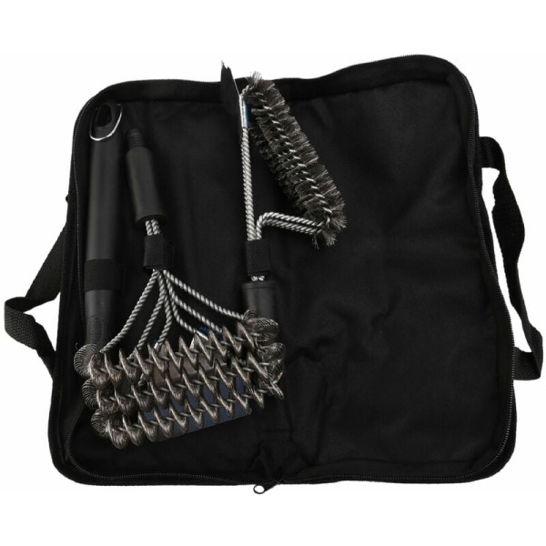 Heavy Duty and Safe BBQ Cleaner - Grill Brush Head with Scraper in Carrying Bag - Universal Grill Tool Set