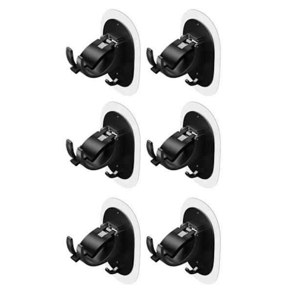 6Pcs No Drill Curtain Rod Brackets, No Drilling, Self Adhesive Curtain Rod Hooks, Adjustable Nail Free