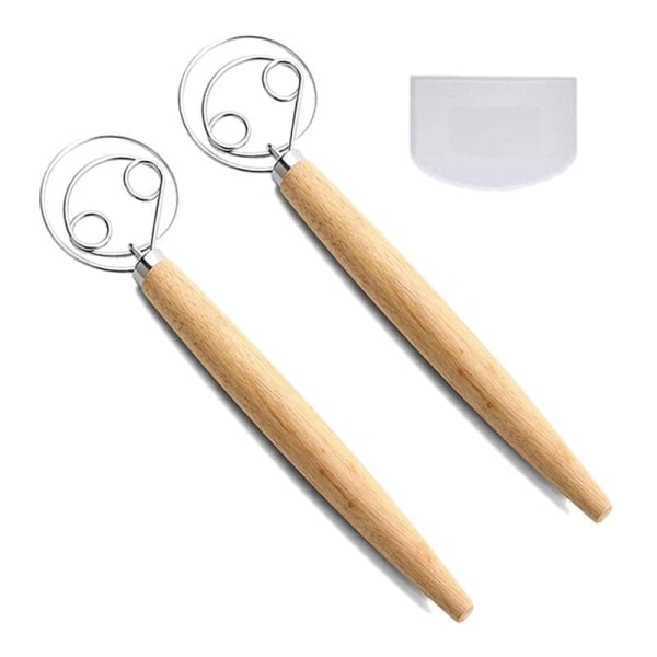 3 Piece Stainless Steel Dough Mixer with Scraper Suitable for Baking Bread Dough or Pizza Dough