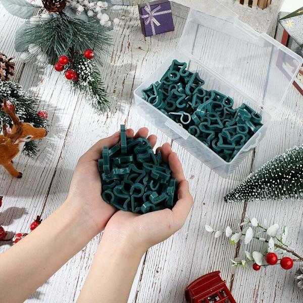 Ett paket med 120 julgransljusklämmor, utomhusrännkrokar, väderbeständiga utomhusljusklämmor, julgransdekoration ljusslingor -