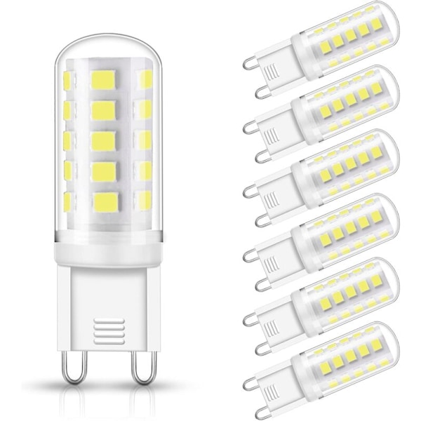 G9 LED-lampor, 3W motsvarande 30W halogenbas 350 lm, Kalla vita 6000K, 360° rotationsvinkel, Ej dimbar, för takbelysning, kök, 6-pack [