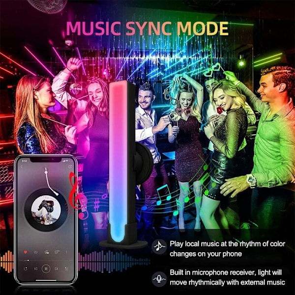 RGB lyslist musikkbelysning LED-stripe lys romdekor dekorasjonslampe EU-plugg Bluetooth APP fjernkontroll