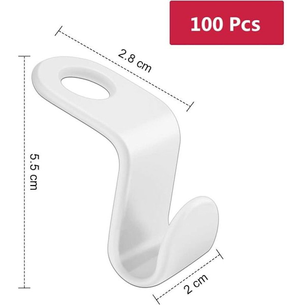 100 stycken platsbesparande klädhängare, anslutningskrok, mini-hängare, garderobsorganisatör, perfekt för att spara utrymme i omklädningsrummet (vit)