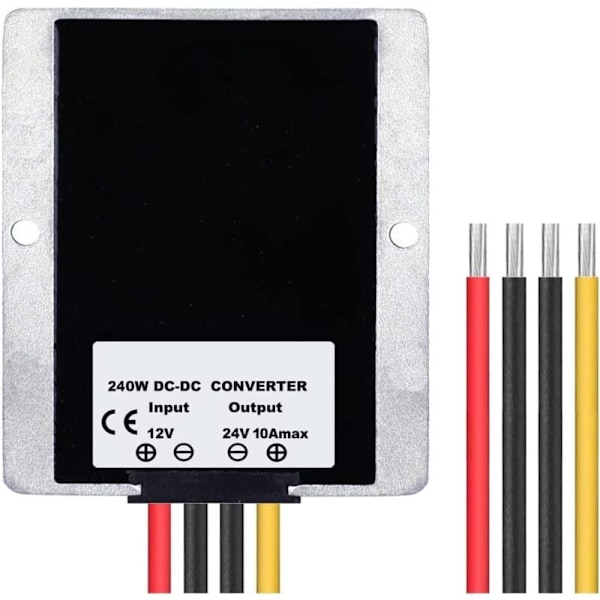 DC-jännitekonvertori säädin, DC 24V Step-Up 12V 20A 240W, vedenpitävä Buck-muuntaja