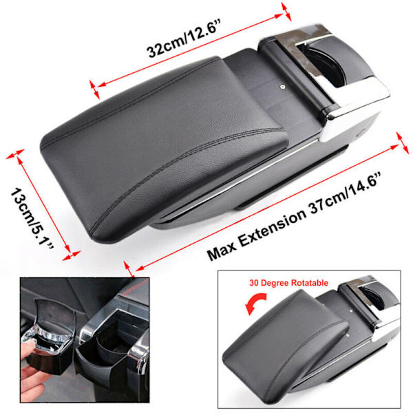 Fit Jazz 2009-2013 PU Armrest Drejelig Opbevaringsboks