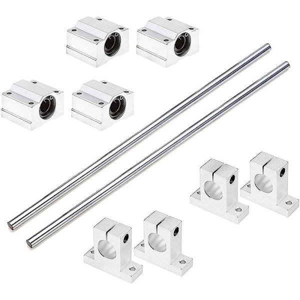 x 500 mm lineaarinen akseli Ø 8 mm Vaakasuora lineaarinen ohjain kuulalaakeri + 4 x SK8-tukia + 4 x SCS8UU-laakerikoteloa