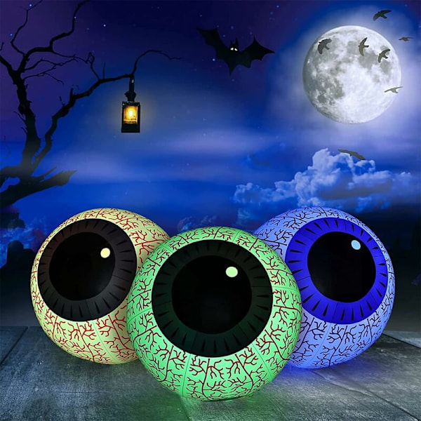 Halloween Oppblåsbare Øyeeplelys Øyeeple Høytidsdekorasjoner med LED-lys, Halloween Glødende Hageplen Dekor Oppblåsbar Dekorativ