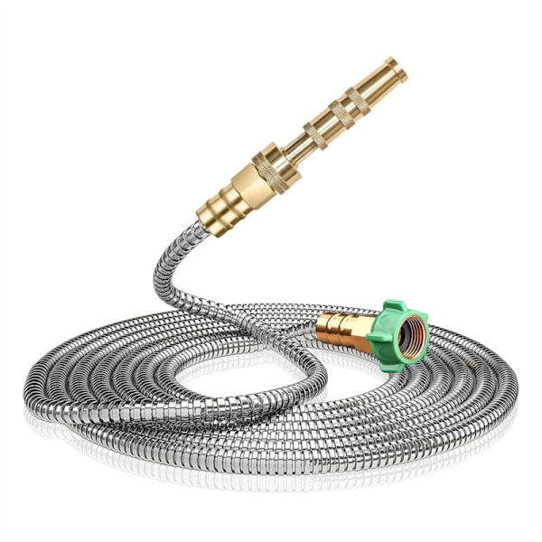Have Slange 25 Fod Metal Slange med Messingdyse, Holdbare Fittings, Punkteringsresistent, Nem at Bruge og Opbevare