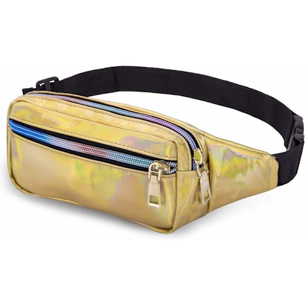 DENUOTOP Höftväska Liten Kvinna Bältesväska Midjeväska Liten Konstläder Fanny Pack Flickor Sportväska Axelväska Midjeväska Löpning Vandring Semester Guld