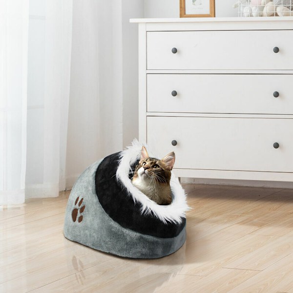 Plys Dyrehule, Kattehus, 41 x 38 x 26 cm, Grå, Materiale: PP, blød svamp - Grå