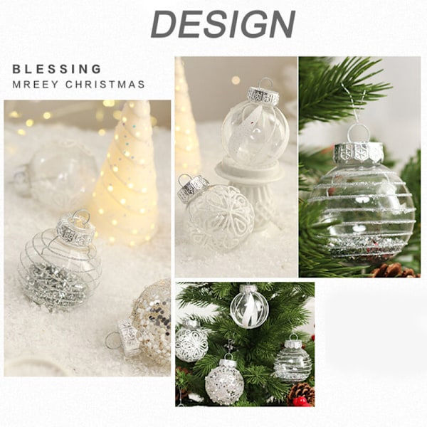 25 st 6 cm/2,36 tum Oskadliga Plastjulkulor Dekorationer Julkulor Ornament Hängande Smycken Festival Party Dekor (Silver)