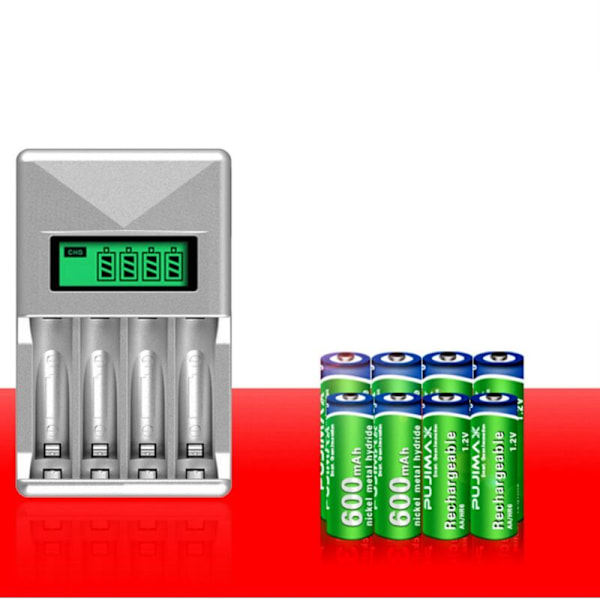 4-Slots Intelligent Batterilader til AA/AAA NiCd NiMh Genopladelige Batterier LCD Display EU Stik