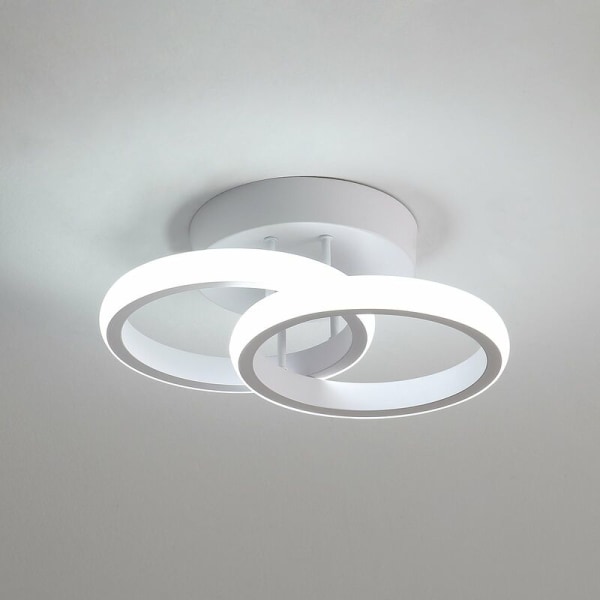 Moderne LED-taklys, 22W akryltaklampe, kreativ 2-ringdesign, 6000K kjølig hvitt lys for korridor balkongtrapper