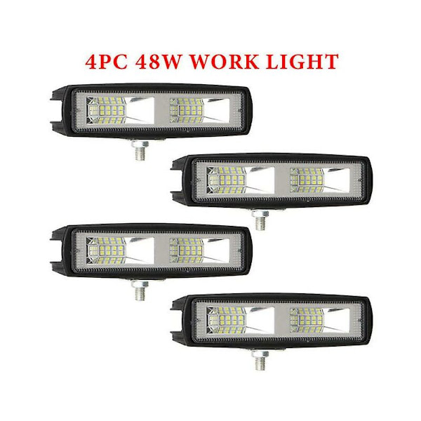 48W LED Forlygte Arbejdslys LED Bar Tågeforlygte 12-30V til Motorcykel Lastbil Båd Traktor Trailer Offroad Arbejdslys LED 4stk