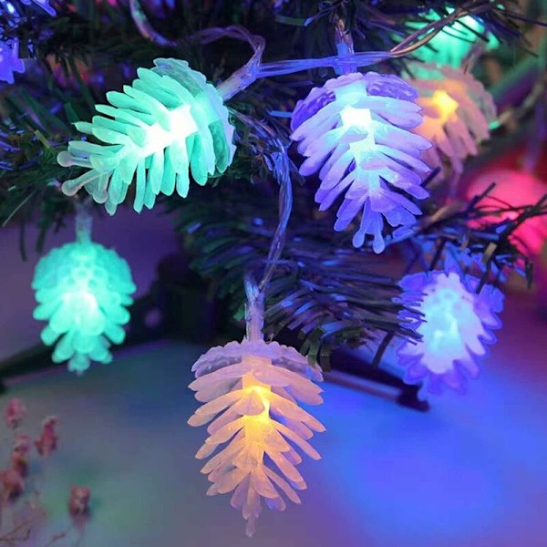 Talljussträngar med Tallkottar, 6M 40LED Julbelysning för Julgran, IP44 Vattentät Mini Inomhusbelysning Dekoration för Patio Trädgård Staket Trappor(
