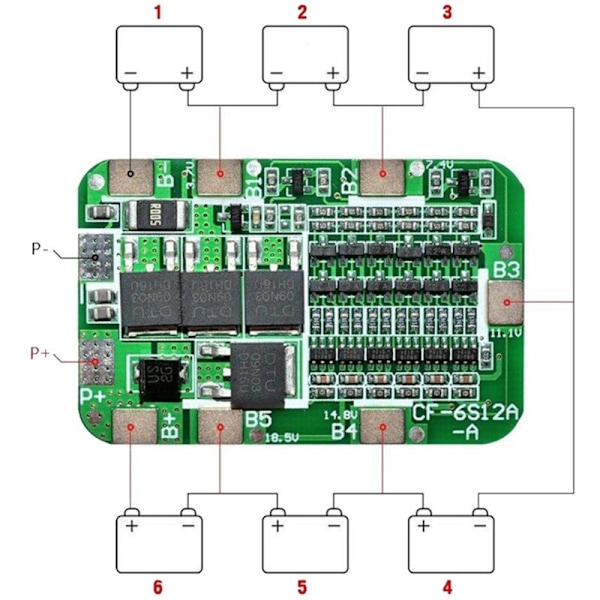 2 kpl 6S 15A 24V BMS-laturi suojauslevy 6 18650 Li-Ion litiumparistokenno moduuli DIY-sarja