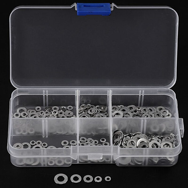 500 st/set rostfria platta brickor tätningsbricka sortiment kit M1.6 M2 M2.5 M3 M5