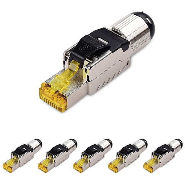 6-pakning RJ45-kontakter 8 skjermet verktøy, Cat8 felttermineringskontakt, Cat8-kontakt, Cat8-kontakt