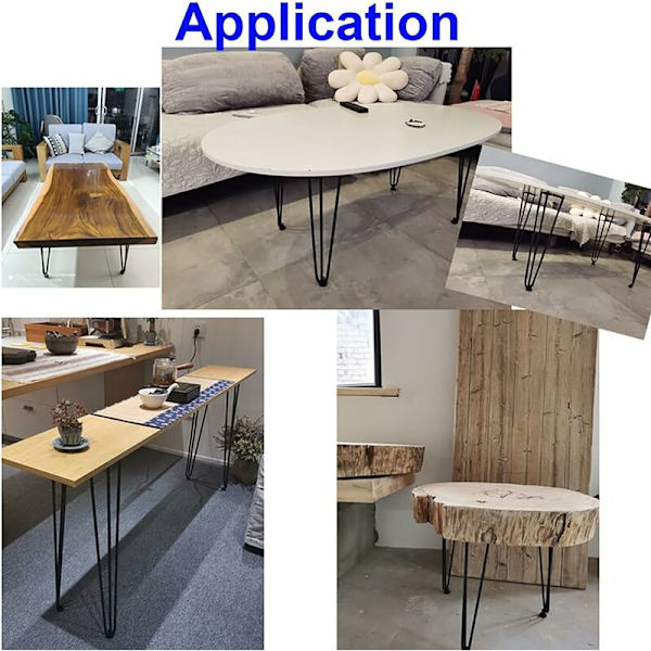 Qrity [Päivitys] 4 kpl hiusneulatyyliset pöydänjalat, 25 cm DIY-metallijalat, kolme rautatankoa, vahvemmat, ruuveilla ja lattiansuojilla