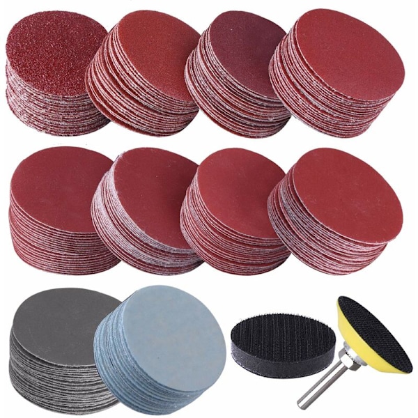 200 Pieces Sanding Discs 50mm Sanding Discs Grit 80 180 240 320 400 600 800 1000 2000 3000 for Grinding Milling Engraving