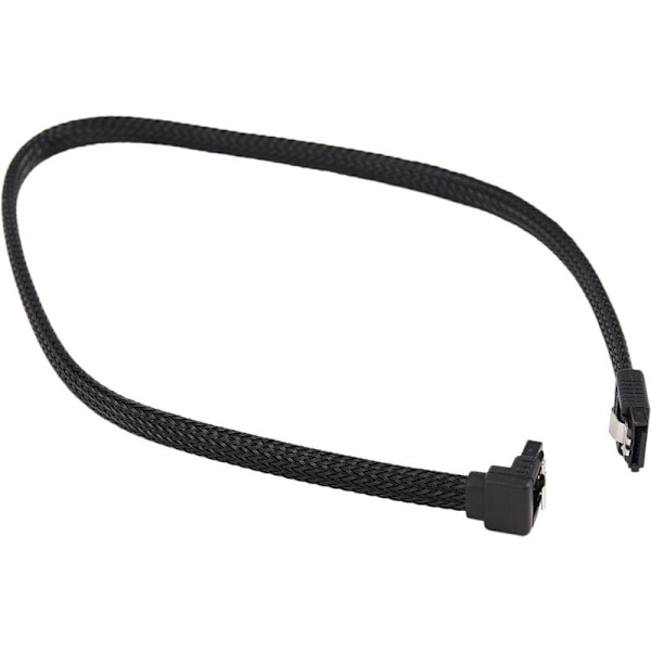 50CM SATA 3.0 III SATA3 7-stifts SSD-datakabel Höger vinkel 6Gb/s Hårddisk-datakabel med nylonhölje (Svart)