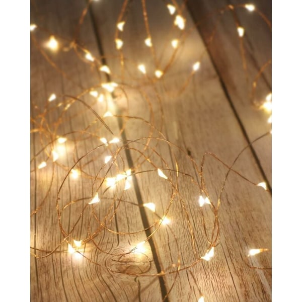 Fejelyse, 10M 100LED Lysstreng Batteridrevet Mini Led Indendørs til Soveværelse Jul Bryllup Fest Hjem Have, Varmt Hvid (2 stk)