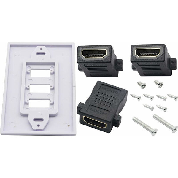 3 Port HDMI 2.0 vægplade HDMI komponent komposit komponent lyd vægmonteringsstik, understøtter 4K 60Hz 1080P perfekt til projektor og hjemmebiograf