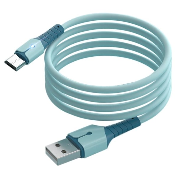 Datakabel -B, Oxygen Pure Copper Core Flydende Silikone Datakabel med Lys til Android (1,5M, Blå)