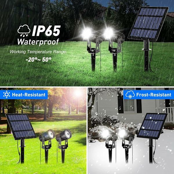 Solcelle Spotlight Utendørs 2 I 1 Solcellelampe Utendørs 2 Lysmoduser Solhage Lys Vanntett IP65, 3 Meter Kabel, Solcelle Utendørs Belysning for Hage