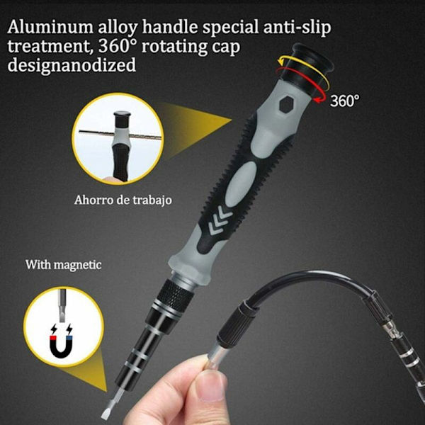 15-i-1 Mini Skruvmejselset Precisionssatser Verktyg, Liten Låda Torx Skruvmejsel Dator Bärbar Dator Demontering för Macbook, Iphone, Reparation, Glasögon, DIY