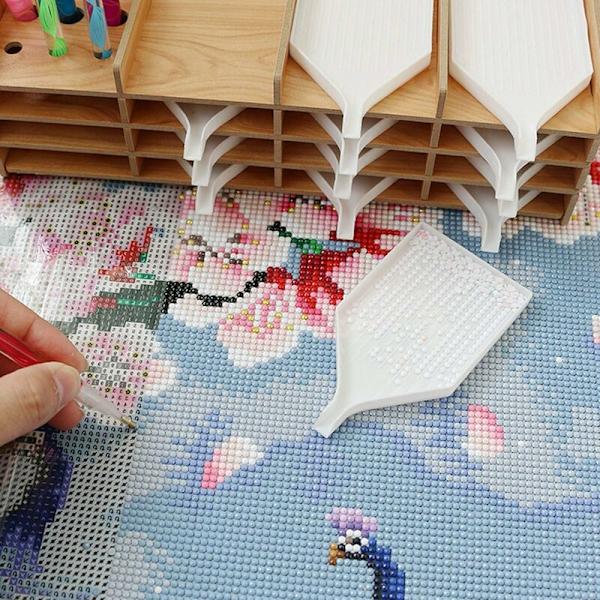 Timanttimaalauslaatikon järjestäjä, DIY-timanttimaalaustarvikkeet, puinen monikerroksinen säilytyslaatikko, pisteporakynän pidike 03-
