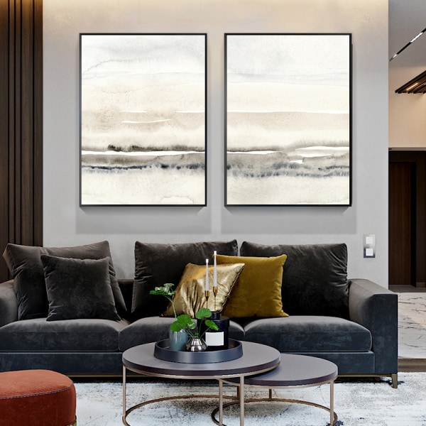 2 stykker abstrakt moderne sofa baggrund vægdekoration maleri stue soveværelse spisestue rammeløst maleri