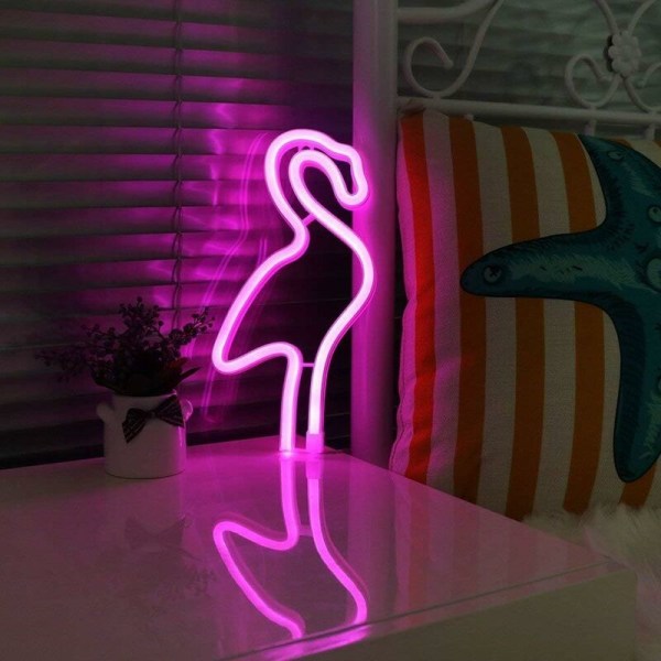 LED Rosa Flamingo Formet Skilt Neonlys USB 3 Pol AA Drevet Flamingo Nattelysskilt Julepynt Feriedekor Lys Soverom Bryllup B