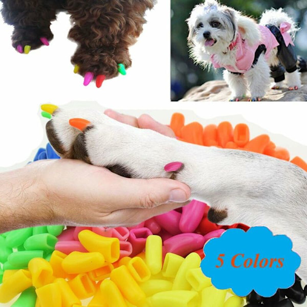 100 st Hundeklor-skydd Mjuka Kloskydd Klor-skydd för Hund Valp Valpar Tassar Hemma Kit, 5 Sorter Slumpmässigt XS nummer-DENUOTOP