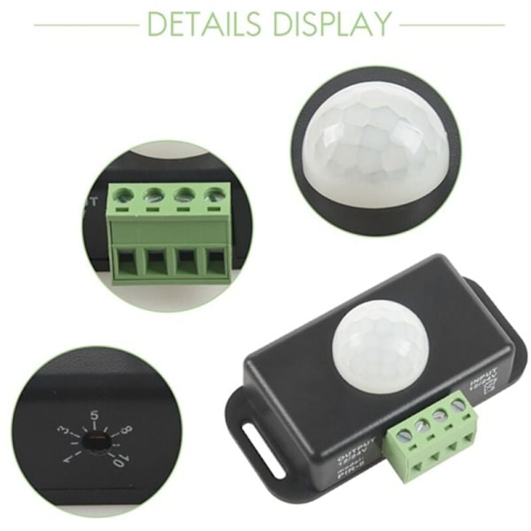 5 st DC 12 24V 8A Automatisk justerbar PIR rörelsesensorbrytare Infraröd IR-detektorljusströmbrytarmodul för LED-remsa