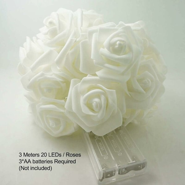 Luminous Rose 3M 20 LED Paristokäyttöinen Valo Kukkakoriste Romanttinen Tunnelma Sisätiloihin Kotiin Puutarhaan Makuuhuoneeseen Hääjuhliin Ystävänpäivään