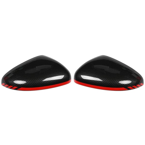 Fiber for FIT 2021 1 Pair Side Wing Rearview Mirror Cover Cap with Red Edges
