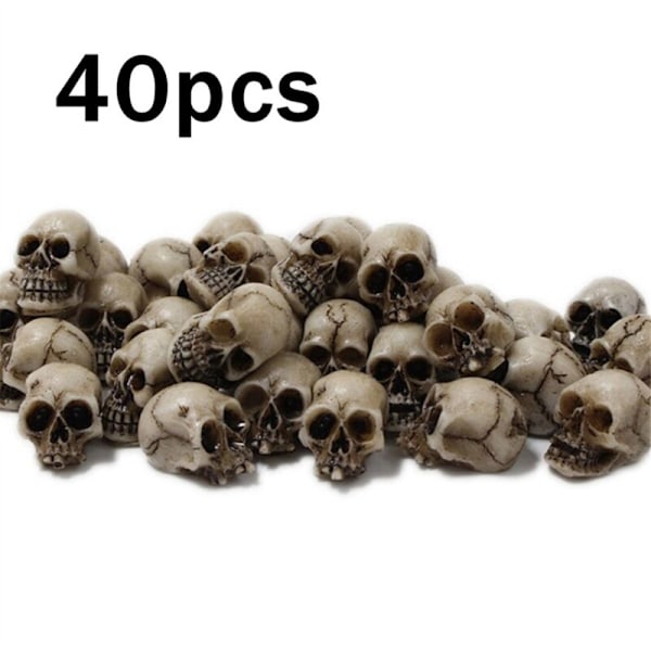 40 st Human Head Skallar Realistiska Skelett Skallar för Halloween Bord Dekoration