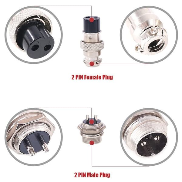 40 stk. 2 3 4 5 stift 16mm gevind han-hun panel metal luftfart ledningsforbindelsesstik sortimentssæt