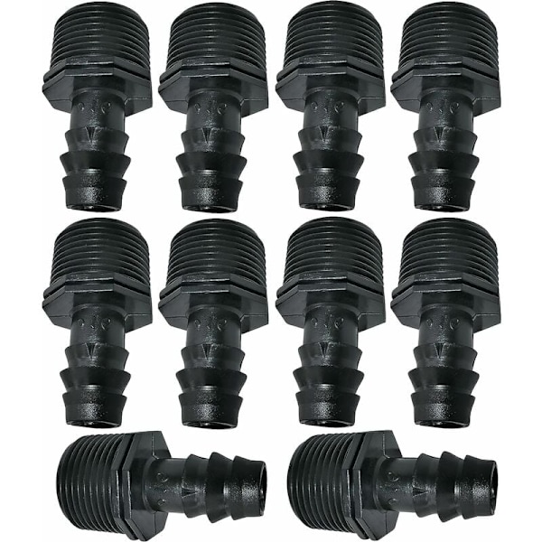 Sarja 10 piikkimäistä urosadapteria/liitintä Ø16mmx3/4'' tippaletkulle ulkokierteellä (Ø16mm putkelle) - liitin kastelu-/kastelujärjestelmään