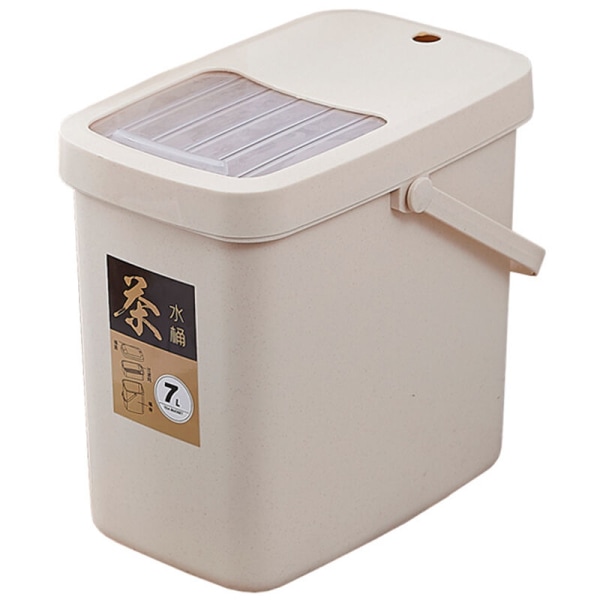 7L Trash Can Tea Residue Pressing Lid Trash Can Waste Bin Office Tea with Lid Filter Drainage Can Set Bucket Dispenser