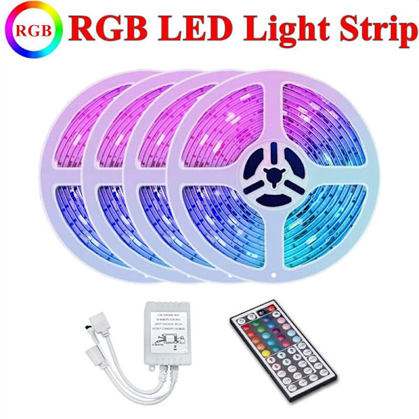 20M RGB LED-list 3528 1200 LED flexibel belysning med 44 knappars fjärrkontroll + styrenhet för jul vardagsrum sovrum